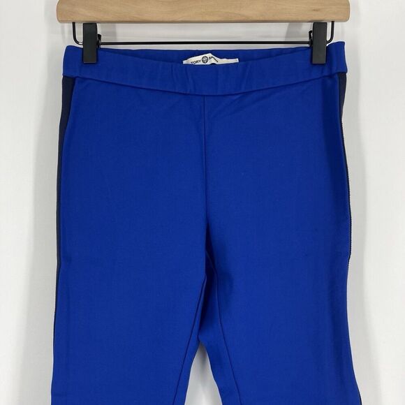 Tory Burch Sport Pants Size Small Women Blue Crop Stretch Pull On Ponte Knit - Picture 2 of 7